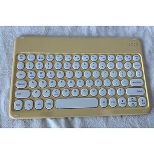 Bluetooth Wireless Keyboard Retro‎ Typewriter Round Keys Yellow Cream